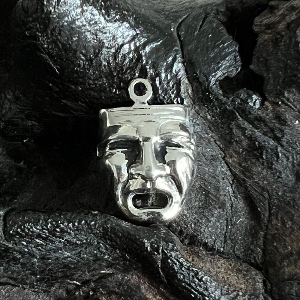 Vintage Sterling Silver Charm Theater Mask Drama Club Performance Arts Thespian